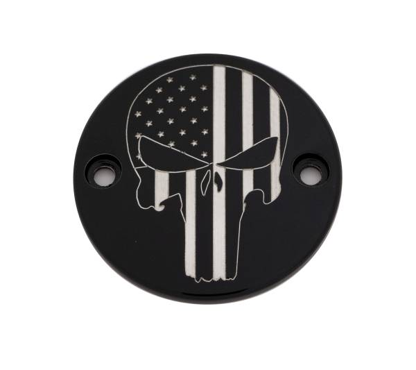 CUSTOM ENGRAVING - M8 TIMER COVER PUNISHER BLACK - Image 1