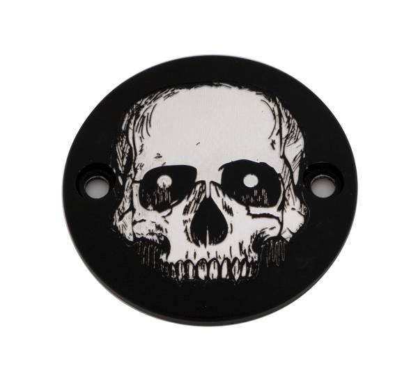 CUSTOM ENGRAVING - M8 TIMER COVER SKULL BLACK - Image 1