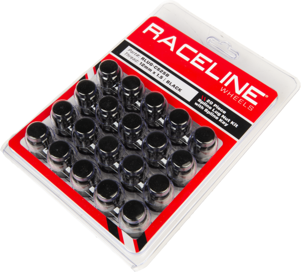 RACELINE - 12MMX1.50 LOCK STYLE LUG 20/PK LOCK STYLE LUG NUTS BLK - Image 1