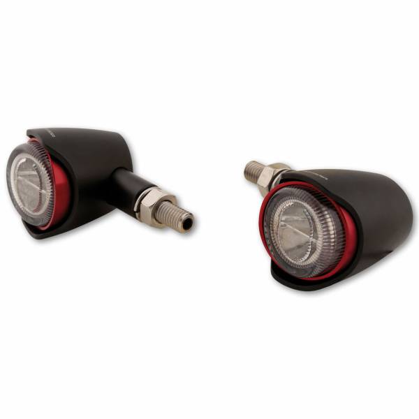 HIGHSIDER - AKRON-X LED TURN SIGNAL PAIR SMOKED LENS BLACK/RED - Image 1