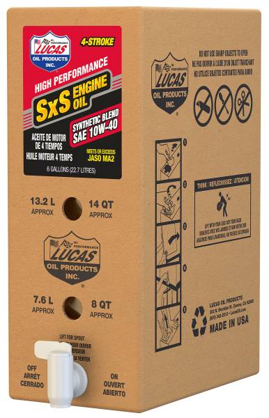 LUCAS - SXS SEMI SYNTHETIC ENGINE OIL 10W40 6 GAL BIB - Image 1