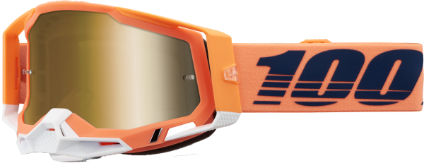 100-PERCENT - RACECRAFT 2 GOGGLE CORAL MIRROR TRUE GOLD LENS - Image 1