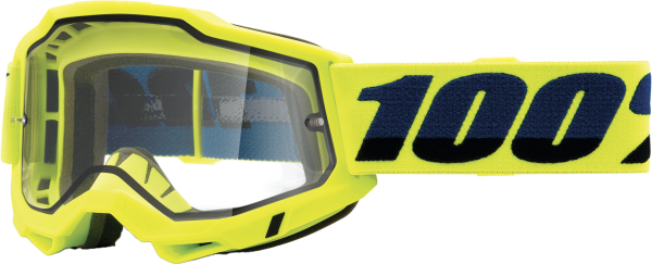 100-PERCENT - ACCURI 2 ENDURO MOTO GOGGLE FLUO YELLOW CLEAR LENS - Image 1