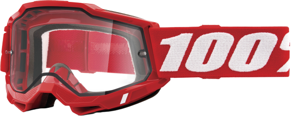 100-PERCENT - ACCURI 2 ENDURO MOTO GOGGLE NEON RED CLEAR LENS - Image 1