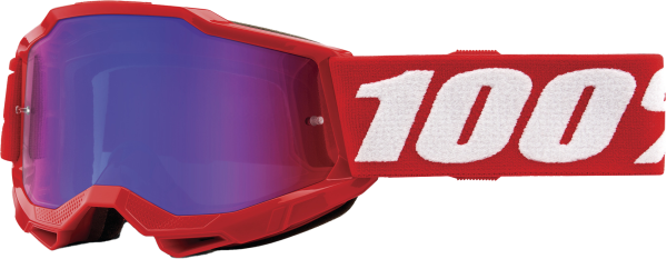 100-PERCENT - ACCURI 2 JUNIOR GOGGLE NEON RED MIRROR RED/BLUE LENS - Image 1