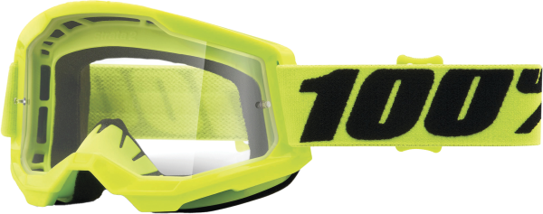 100-PERCENT - STRATA 2 GOGGLE FLUO YELLOW CLEAR LENS - Image 1