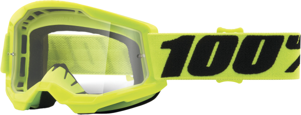 100-PERCENT - STRATA 2 JUNIOR GOGGLE FLUO YELLOW CLEAR LENS - Image 1