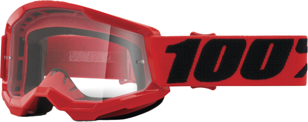 100-PERCENT - STRATA 2 JUNIOR GOGGLE RED CLEAR LENS - Image 1