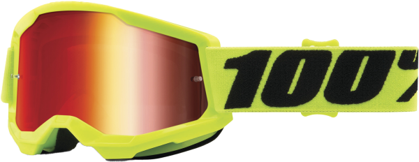 100-PERCENT - STRATA 2 JUNIOR GOGGLE FLUO YELLOW MIRROR RED LENS - Image 1