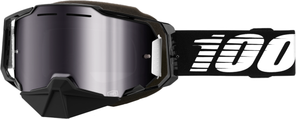 100-PERCENT - ARMEGA SNOWMOBILE GOGGLE BLACK MIRROR SILVER FLASH LENS - Image 1