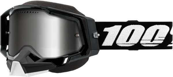 100-PERCENT - RACECRAFT 2 SNOWMOBILE GOGGLE BLACK MIRROR SILVER LENS - Image 1