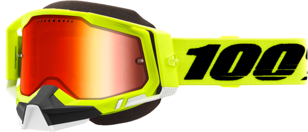 100-PERCENT - RACECRAFT 2 SNOWMOBILE GOGGLE YELLOW MIRROR RED LENS - Image 1