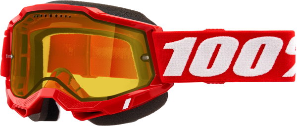 100-PERCENT - ACCURI 2 SNOWMOBILE GOGGLE NEON RED YELLOW LENS - Image 1