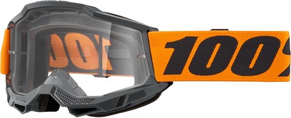 100-PERCENT - STRATA 2 GOGGLE NEON ORANGE CLEAR LENS - Image 1