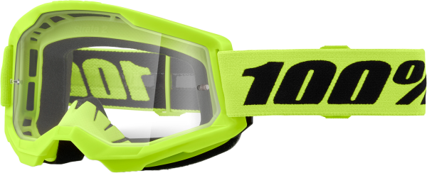 100-PERCENT - STRATA 2 GOGGLE NEON YELLOW CLEAR LENS - Image 1