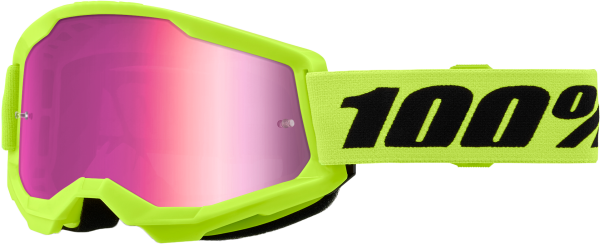 100-PERCENT - STRATA 2 GOGGLE NEON YELLOW MIRROR PINK LENS - Image 1