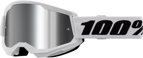 100-PERCENT - STRATA 2 GOGGLE WHITE MIRROR SILVER LENS - Image 1