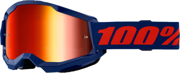 100-PERCENT - STRATA 2 GOGGLE NAVY MIRROR RED LENS - Image 1