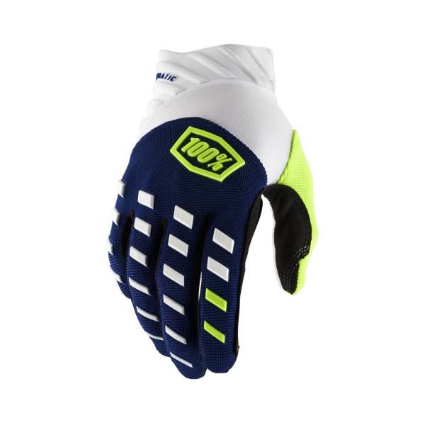 100-PERCENT - AIRMATIC GLOVES NAVY/WHITE LG - Image 1