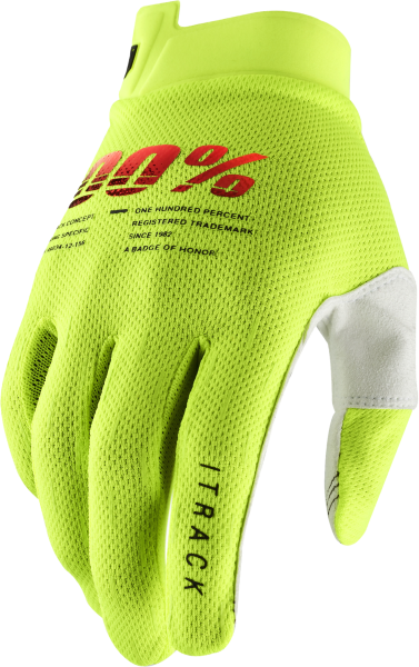 100-PERCENT - ITRACK YOUTH GLOVES FLUO YELLOW LG - Image 1