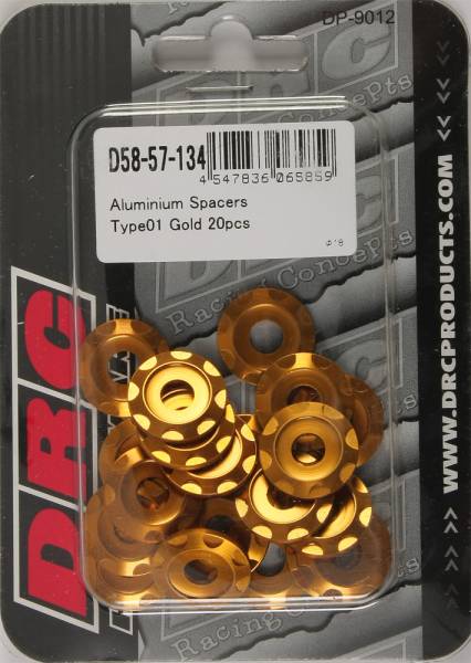 DRC - ALUMINUM SPACERS TYPE 1 GOLD M6X12MM 20/PK - Image 1