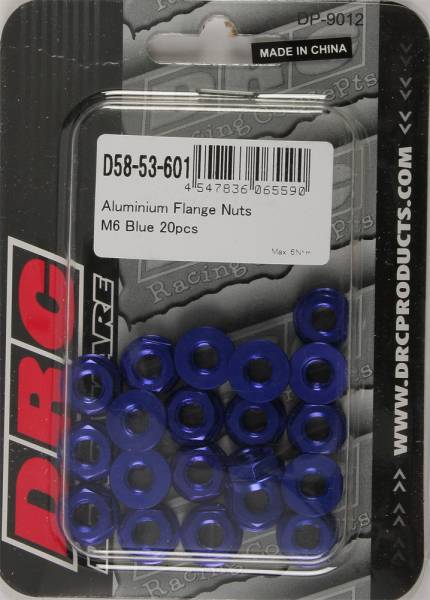 DRC - ALUMINUM FLANGE NUTS BLUE M6X12MM 20/PK - Image 1