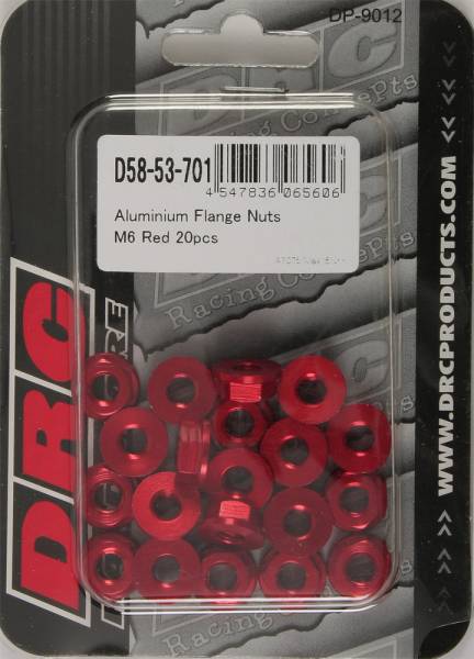 DRC - ALUMINUM FLANGE NUTS RED M6X12MM 20/PK - Image 1