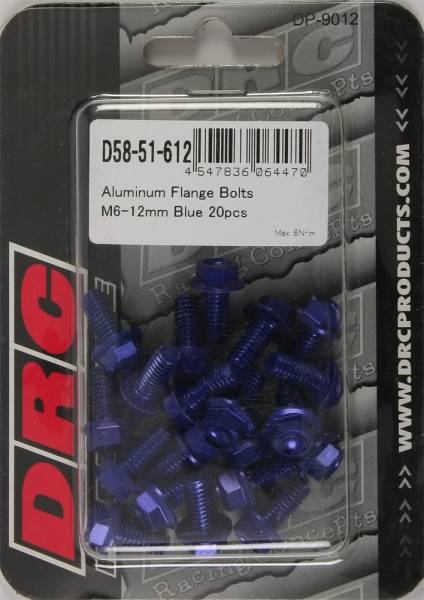 DRC - ALUMINUM FLANGE BOLTS BLUE M6X12MM 20/PK - Image 1