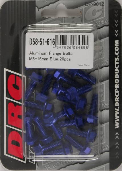 DRC - ALUMINUM FLANGE BOLTS BLUE M6X16MM 20/PK - Image 1