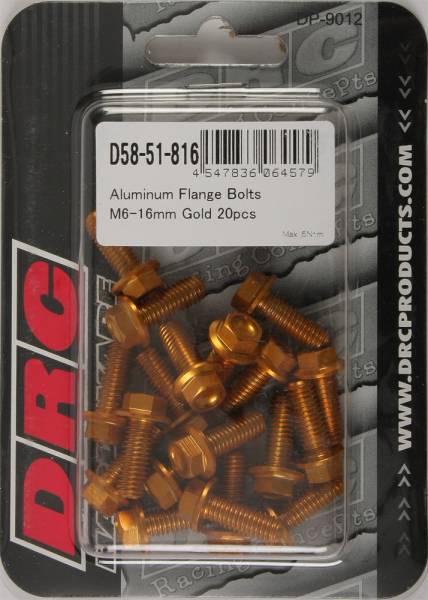 DRC - ALUMINUM FLANGE BOLTS GOLD M6X16MM 20/PK - Image 1