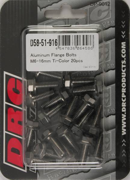 DRC - ALUMINUM FLANGE BOLTS TITANIUM M6X16MM 20/PK - Image 1