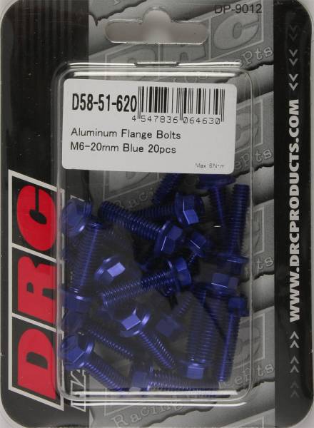 DRC - ALUMINUM FLANGE BOLTS BLUE M6X20MM 20/PK - Image 1