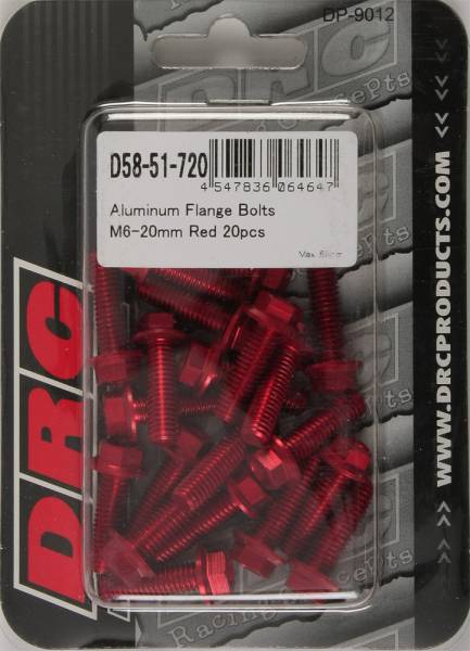 DRC - ALUMINUM FLANGE BOLTS RED M6X20MM 20/PK - Image 1