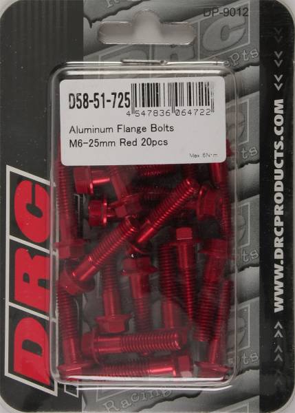 DRC - ALUMINUM FLANGE BOLTS RED M6X25MM 20/PK - Image 1