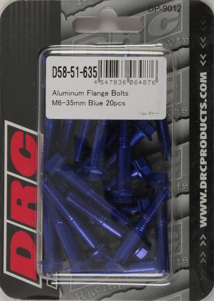 DRC - ALUMINUM FLANGE BOLTS BLUE M6X35MM 20/PK - Image 1