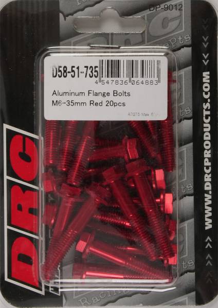 DRC - ALUMINUM FLANGE BOLTS RED M6X35MM 20/PK - Image 1