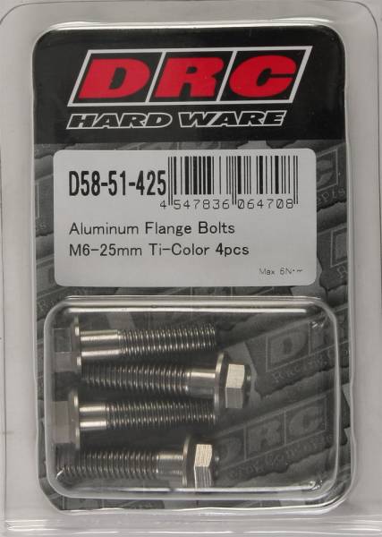 DRC - ALUMINUM FLANGE BOLTS TITANIUM M6X25MM 4/PK - Image 1