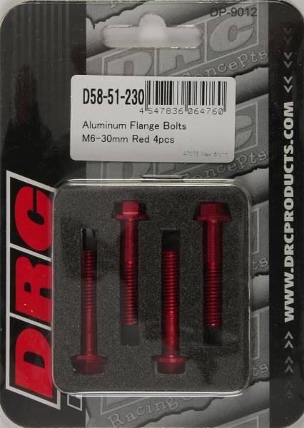 DRC - ALUMINUM FLANGE BOLTS RED M6X30MM 4/PK - Image 1