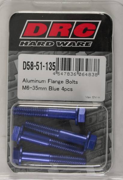 DRC - ALUMINUM FLANGE BOLTS BLUE M6X35MM 4/PK - Image 1