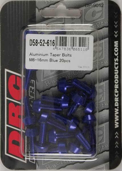 DRC - ALUMINUM TAPER BOLTS BLUE M6X16MM 20/PK - Image 1