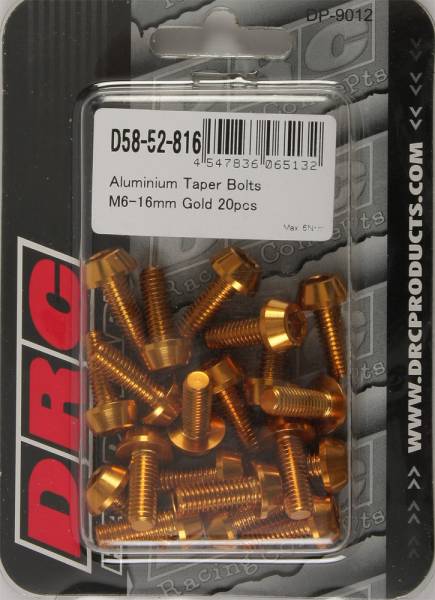 DRC - ALUMINUM TAPER BOLTS GOLD M6X16MM 20/PK - Image 1