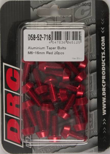 DRC - ALUMINUM TAPER BOLTS RED M6X16MM 20/PK - Image 1