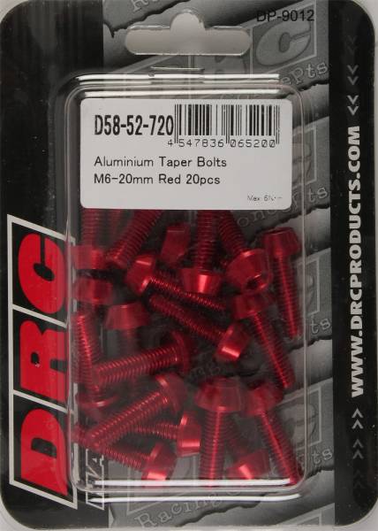 DRC - ALUMINUM TAPER BOLTS RED M6X20MM 20/PK - Image 1