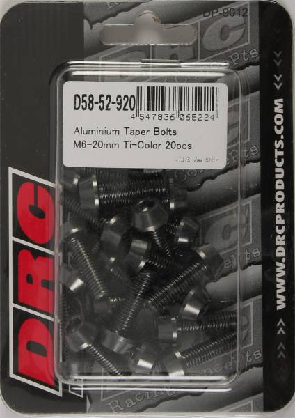 DRC - ALUMINUM TAPER BOLTS TITANIUM M6X20MM 20/PK - Image 1