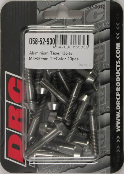 DRC - ALUMINUM TAPER BOLTS TITANIUM M6X30MM 20/PK - Image 1