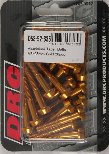 DRC - ALUMINUM TAPER BOLTS GOLD M6X35MM 20/PK - Image 1