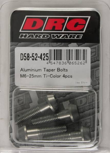 DRC - ALUMINUM TAPER BOLTS TITANIUM M6X25MM 4/PK - Image 1