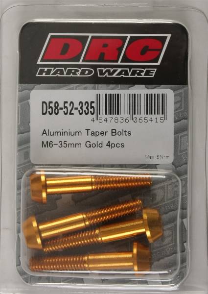 DRC - ALUMINUM TAPER BOLTS GOLD M6X35MM 4/PK - Image 1