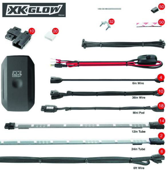 XK GLOW - 34PC XKCHROME RGB UTV KIT - Image 1