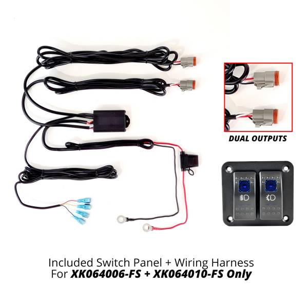 XK GLOW - 2 SWITCH ROCKER PANEL 2 OUTPUT WIRE STROBE COMBO - Image 1